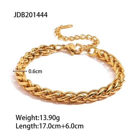 18K Gold Plated Chunky Braided Chain Bracelet - Picture 5 of 6